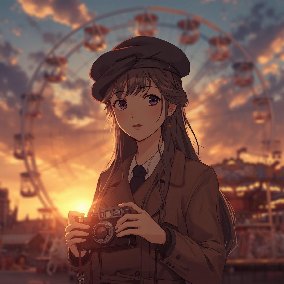 【AIイラスト集】NOSTALGIA III - 追憶のネガフィルムと夕暮れの遊園地 - - サンプル画像 8