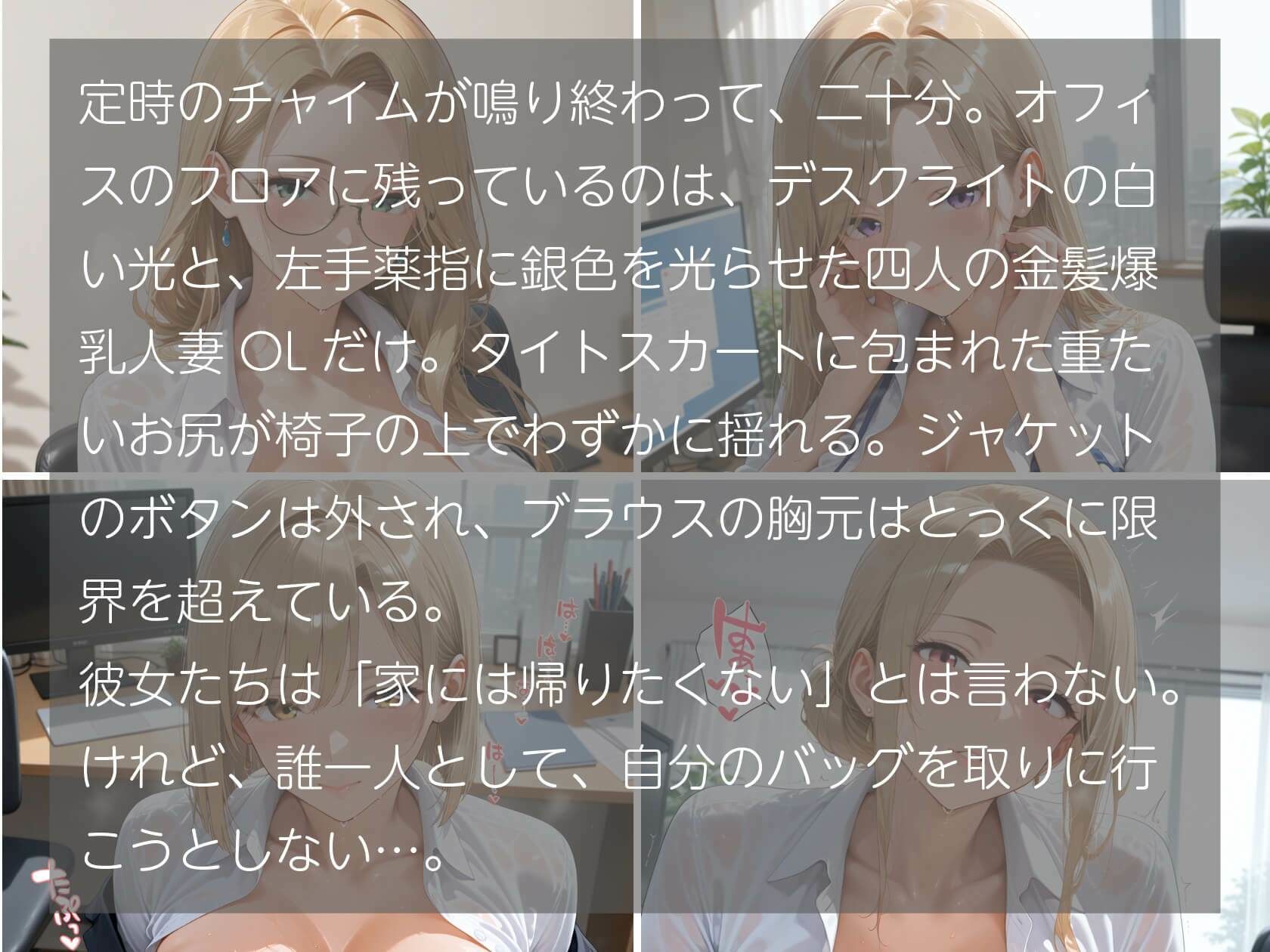 金髪爆乳人妻OL 〜指輪を外せない四人の奥さま〜 - サンプル画像 1