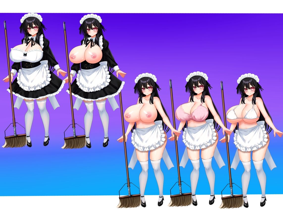 立ち絵素材 黒髪の女の子（サキュバス・メイド差分） - サンプル画像 3