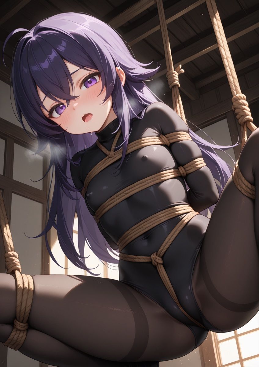 緊縛されてる女の子が身動きできずに吊るされてるやつ 1 - サンプル画像 1