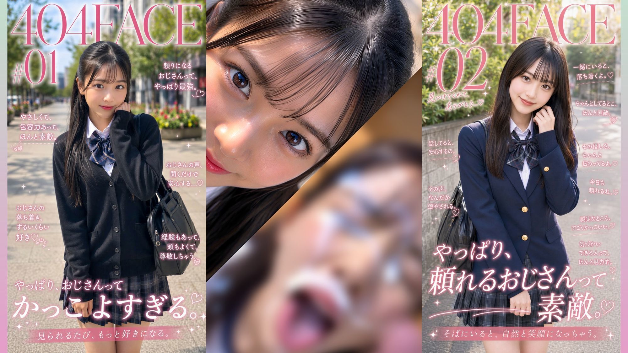 【404FACE】反転世界スキルを使いJK無双してしまうおじさんの世界線！大量顔射☆おまけ込み計36発射☆【4K超高画質動画】Facial Compilation - サンプル画像 1