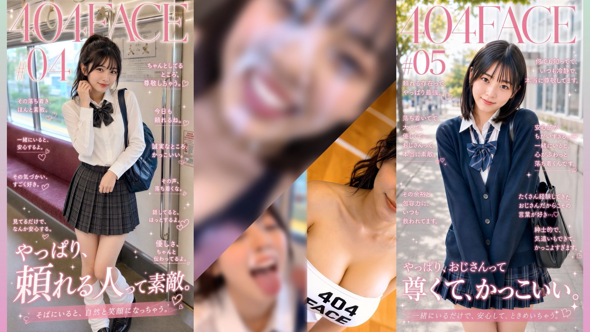 【404FACE】反転世界スキルを使いJK無双してしまうおじさんの世界線！大量顔射☆おまけ込み計36発射☆【4K超高画質動画】Facial Compilation - サンプル画像 3