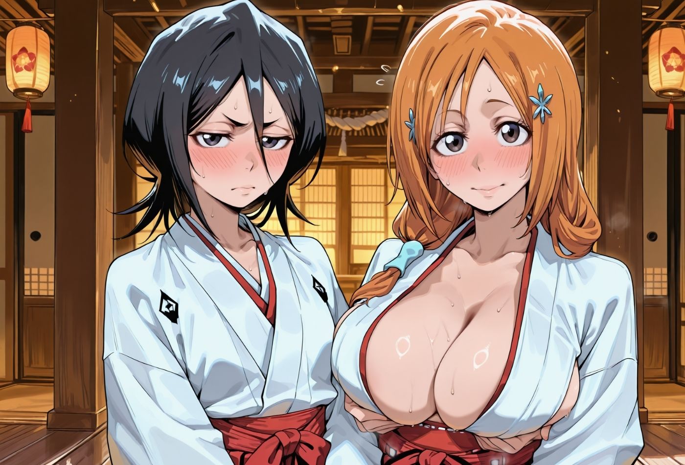 死神巫女  〜ル〇ア＆織〇 神社で禊修行 〜 - サンプル画像 1