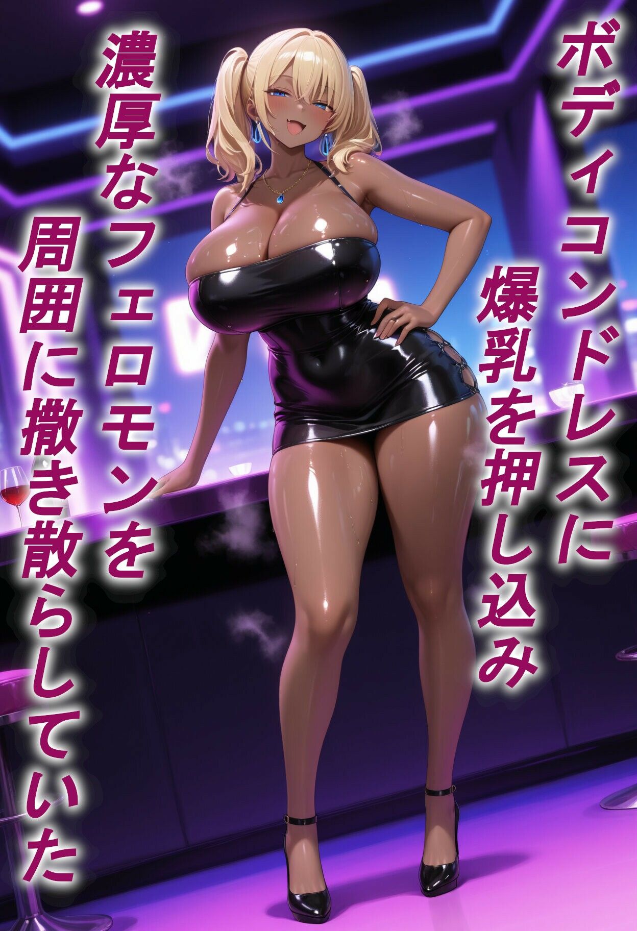 【金髪ツインテ×黒ギャル】ボディコンの褐色ギャル。ナイトクラブでナンパされ、一晩中ハメ尽くされる！ - サンプル画像 2