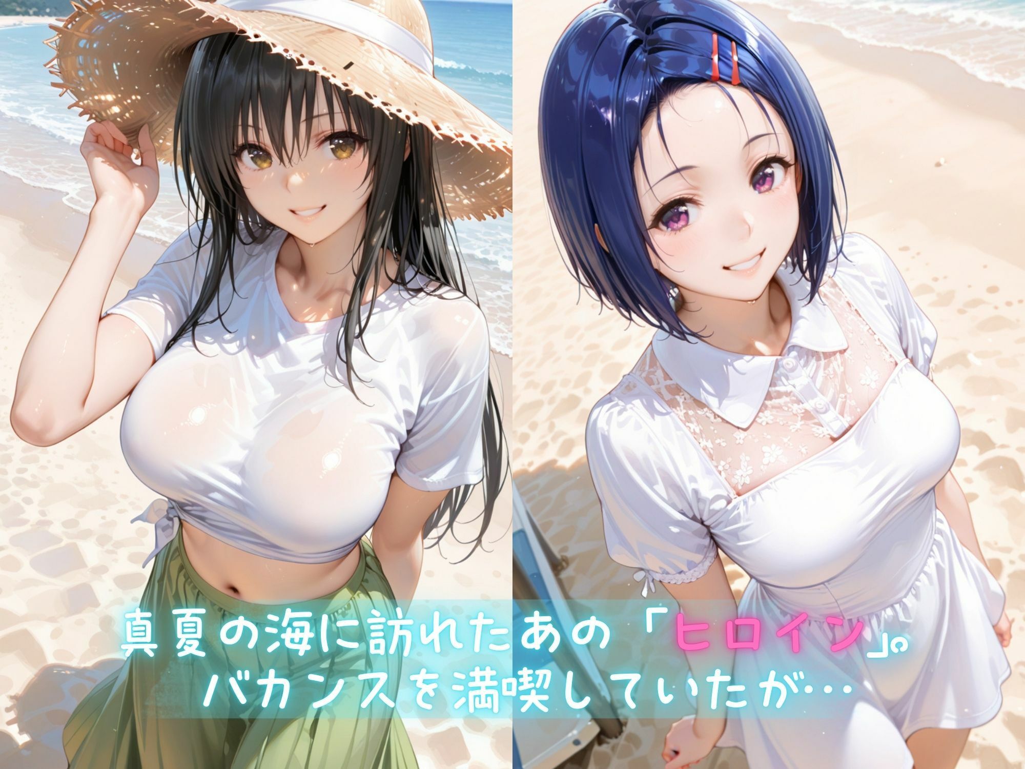 メス堕ちヒロイン  〜 ゆ●＆は●な 夏の海編 〜 - サンプル画像 1