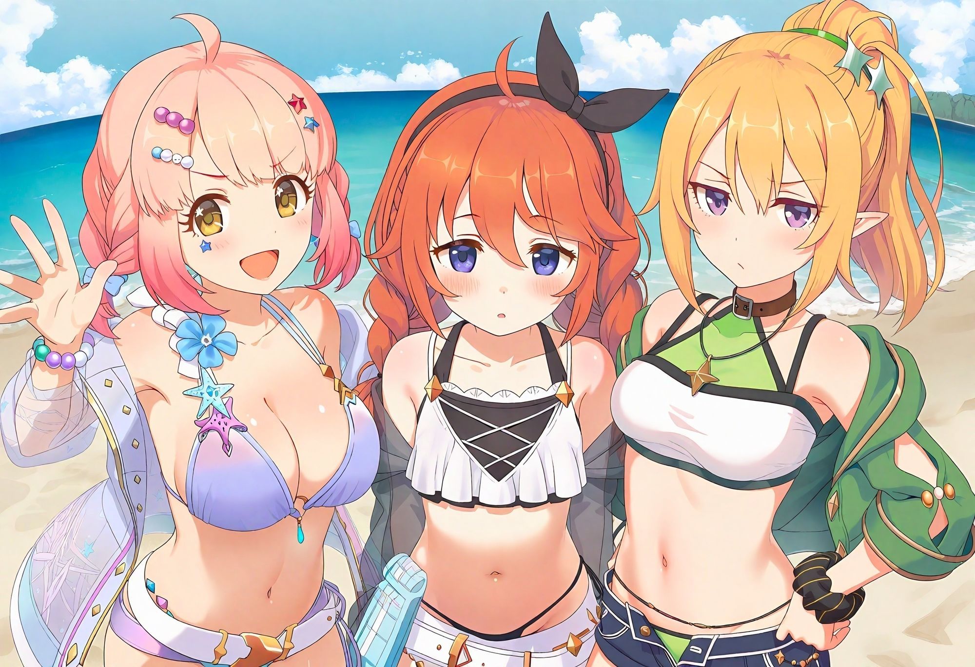 【プ◯コネR】なかよし部の水着乱交パーティー - サンプル画像 1