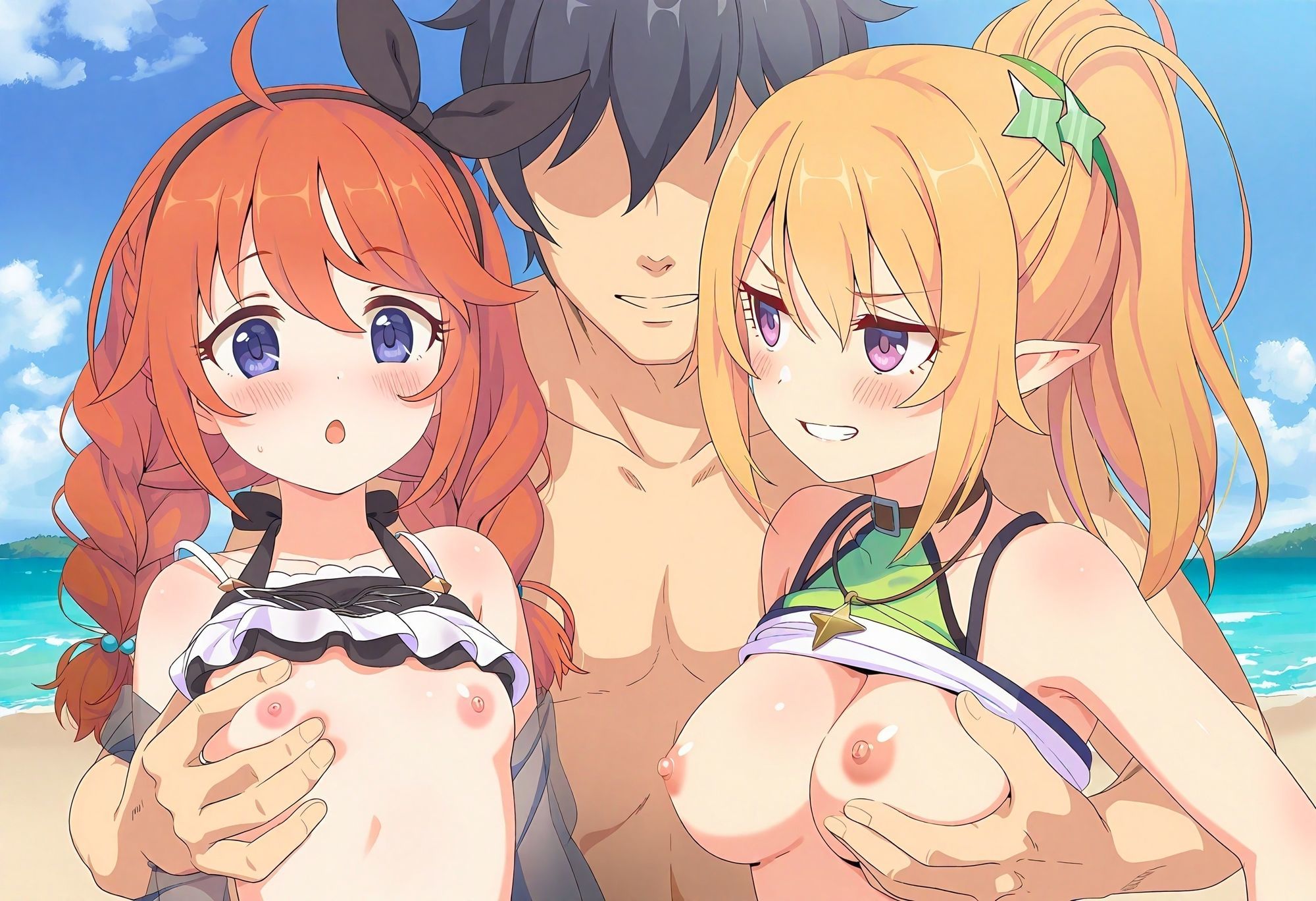【プ◯コネR】なかよし部の水着乱交パーティー - サンプル画像 2