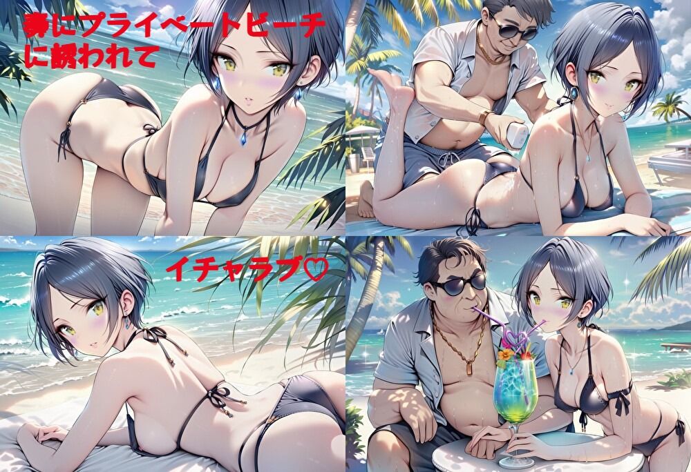 速〇奏とプライベートビーチでえっち - サンプル画像 1