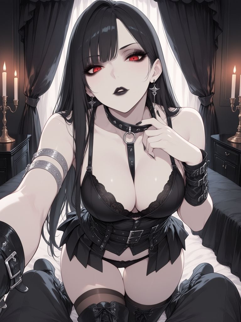 【完全女性上位】漆黒のゴシックドミナ 〜赤眼の女王様に跪く夜〜 - サンプル画像 2