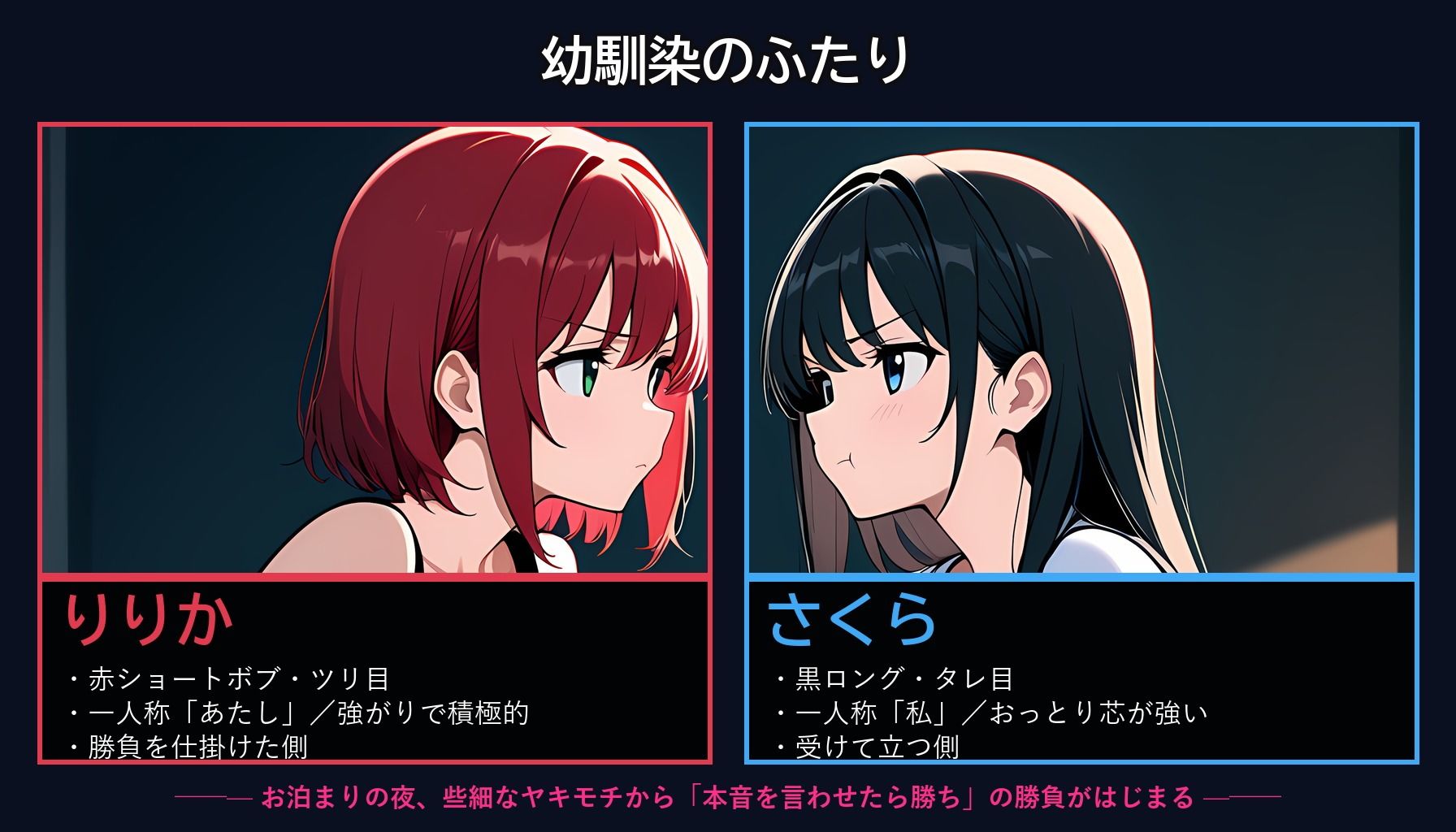 【百合バトル/キャットファイトCG集】幼馴染バトル〜どっちが先に本音を漏らすか〜 全256P - サンプル画像 2