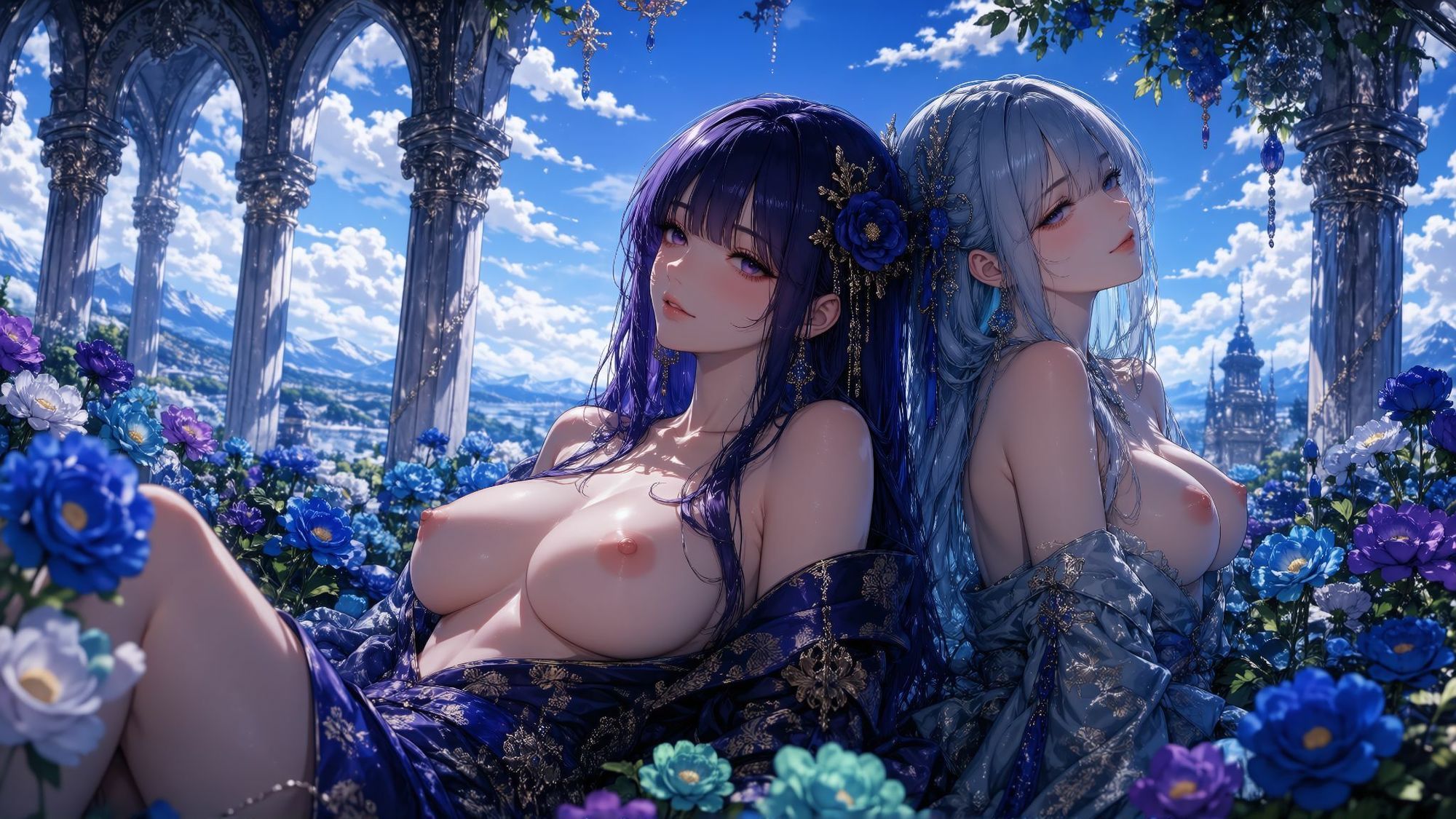 【500枚・4K超高画質】極彩色の花ざかりと艶やかな美少女たちに魅せられる極上のイラスト集【3840×2160px・PNG・横長】圧倒的情報量・最高峰の描き込みでおくる耽美なプレミアム保存版 - サンプル画像 4