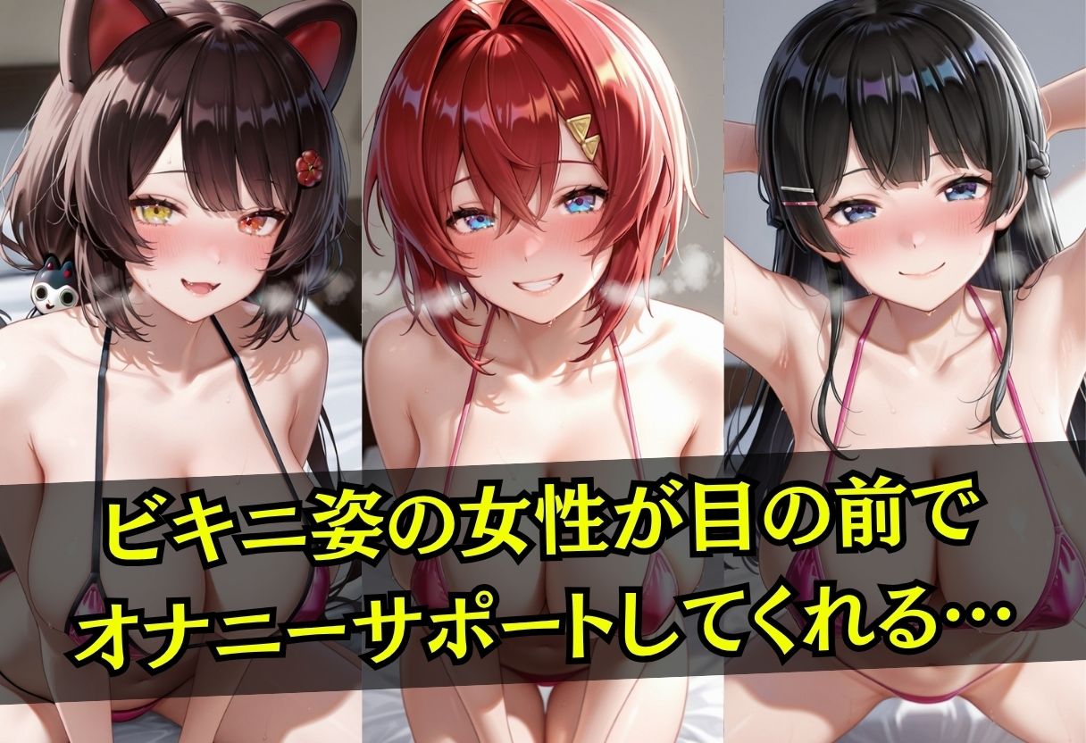 ビキニ姿の女性がオナニーサポート - サンプル画像 1