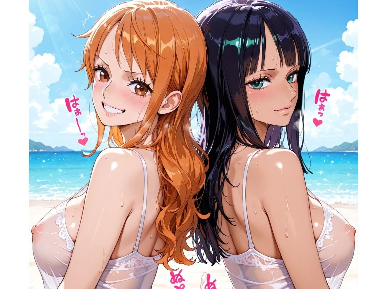 ナ◯＆ロ◯ン  ビーチでイチャラブSEX - サンプル画像 1