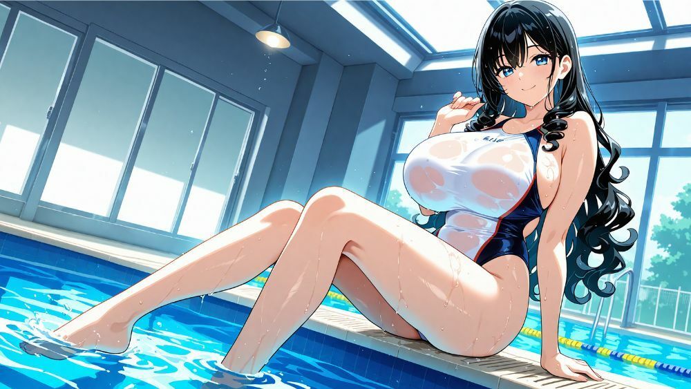 白スク水の清楚姉妹が水泳コーチと孕ませ交尾三昧【4K】 - サンプル画像 5