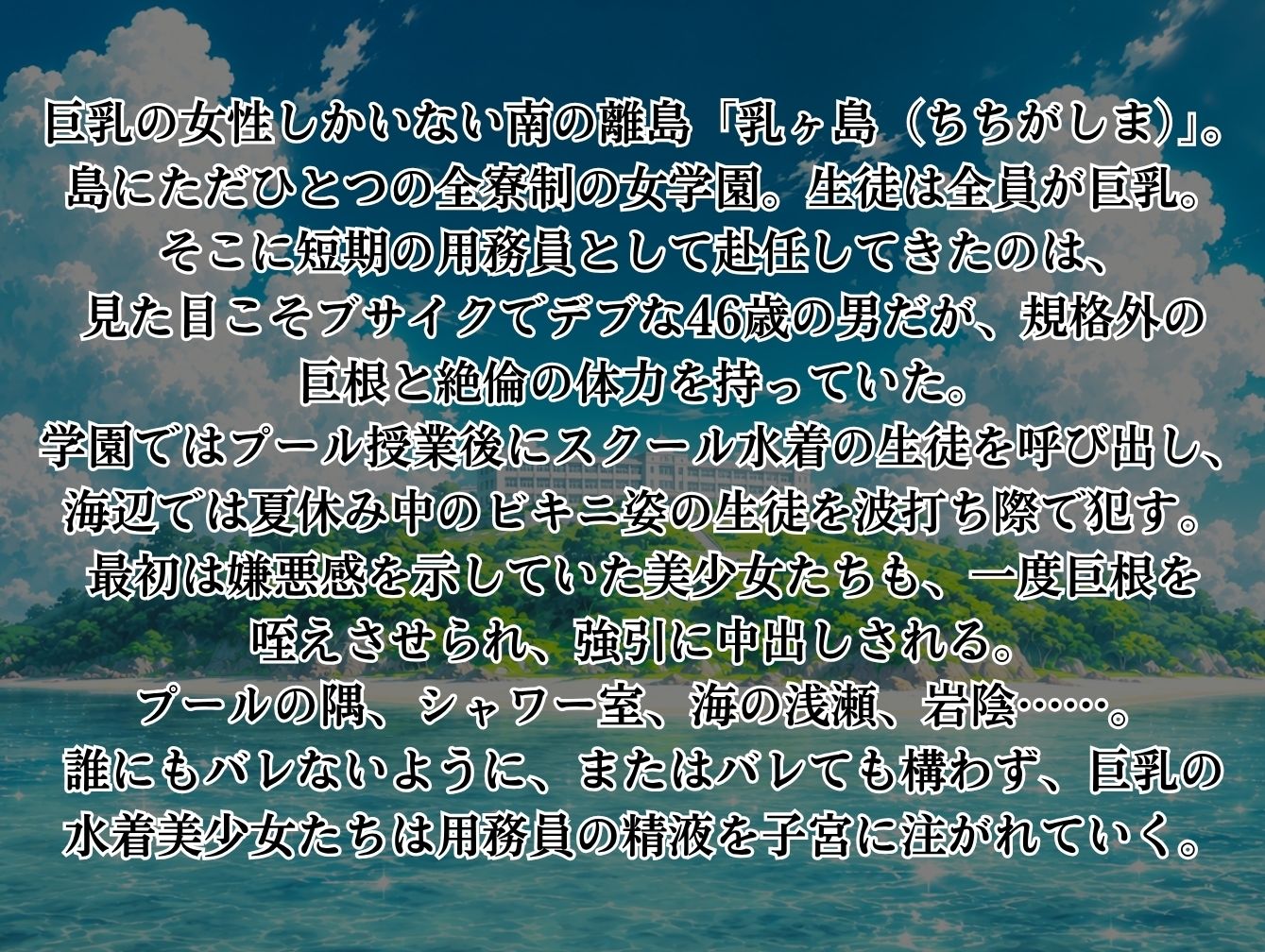 巨乳しかいない離島の女学園で水着美少女たちと中出しセックス集 - サンプル画像 1