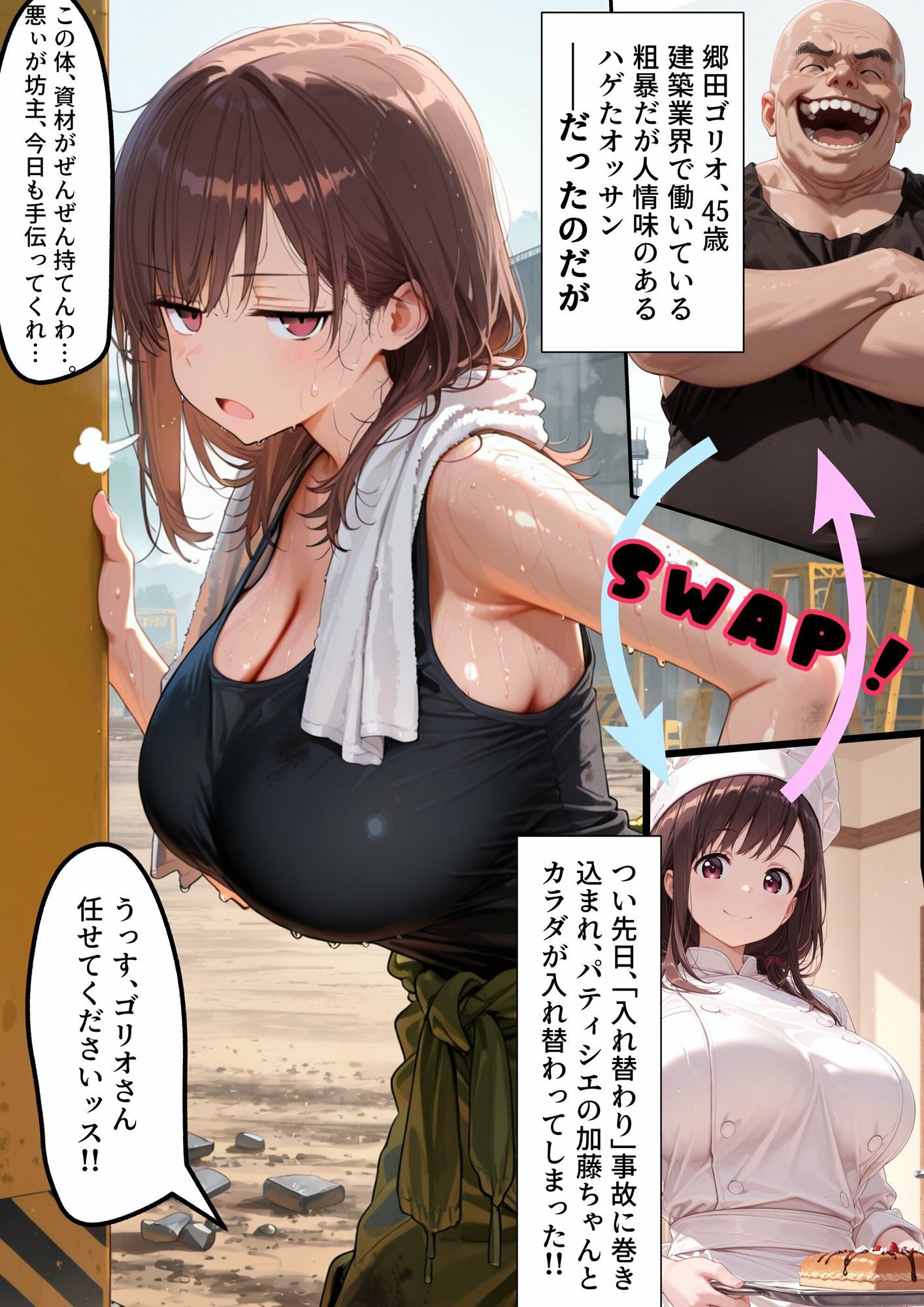 TS2作品セット17（【入れ替わり】ゴブリン令嬢と呼ばれた女・【入れ替わり】パティシエ美女と土建屋おっさん） - サンプル画像 6
