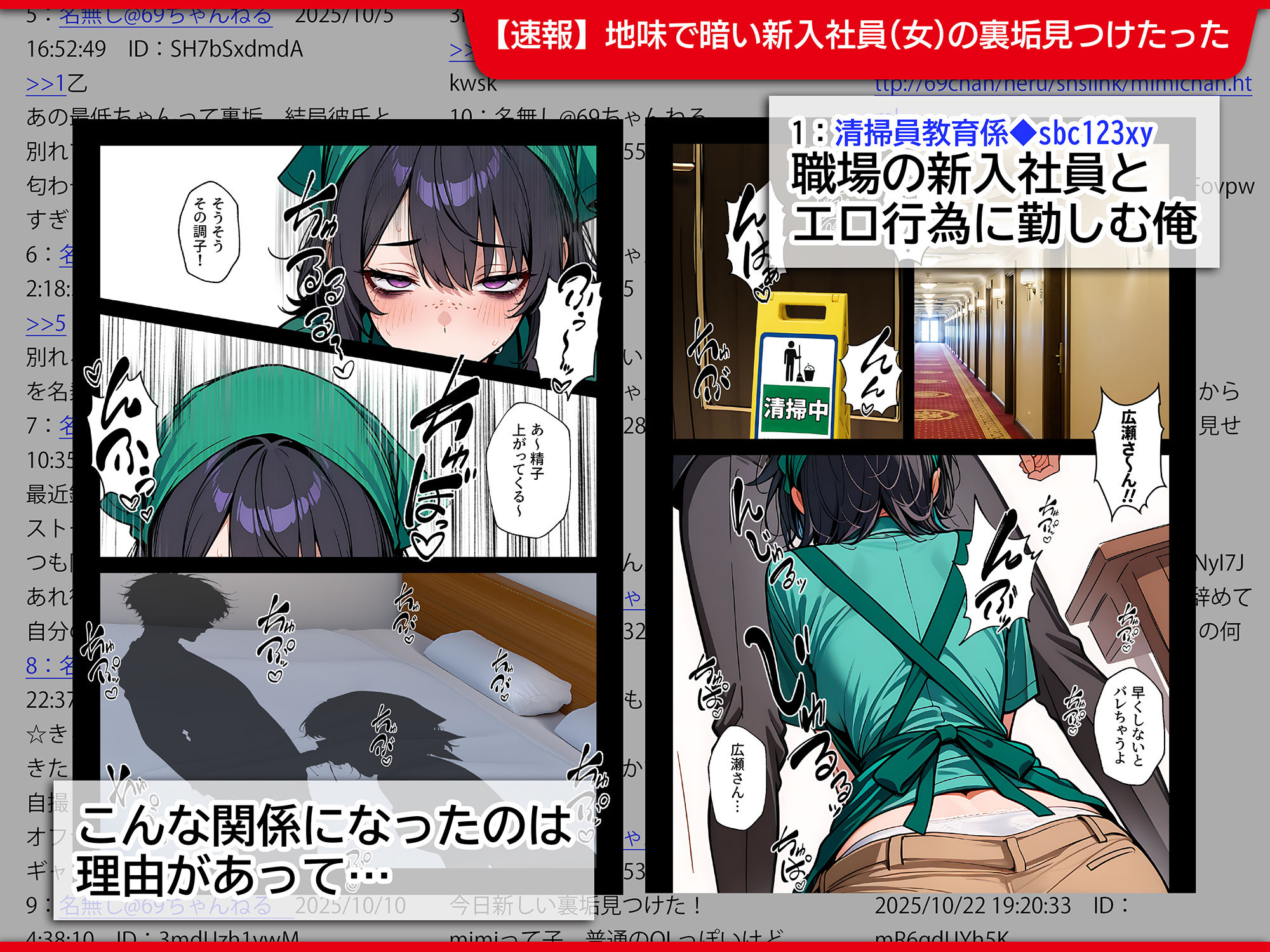 地味でブスだと思ってた新人清掃員の裏垢特定 粘着SEXで彼氏と別れさせた物語 - サンプル画像 1