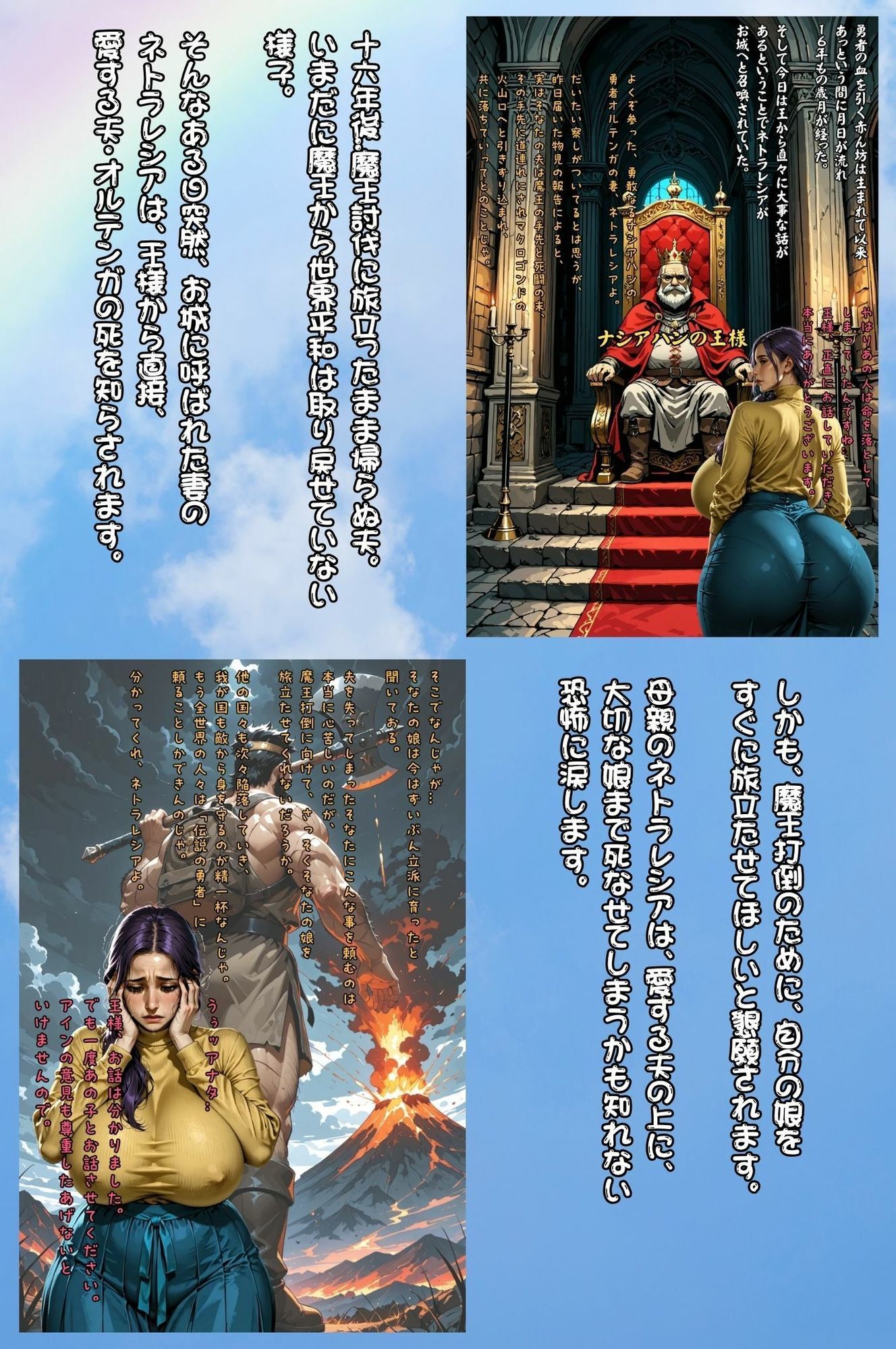 絶倫義父と寝取られ嫁 〜夫が魔王を倒すために一人旅に出ている間に 伝説の勇者の血を絶やしてはいけないからという理由で嫁が毎日義父に種付けされていたお話〜 - サンプル画像 2