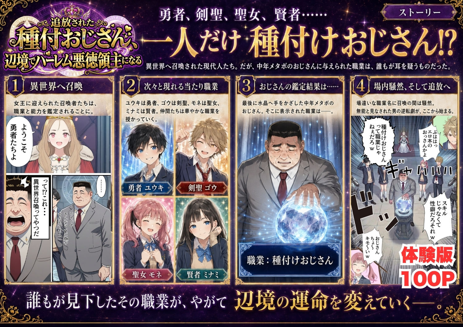 【異世界召喚】追放された種付けおじさん、辺境でハーレム悪徳領主になる - サンプル画像 1