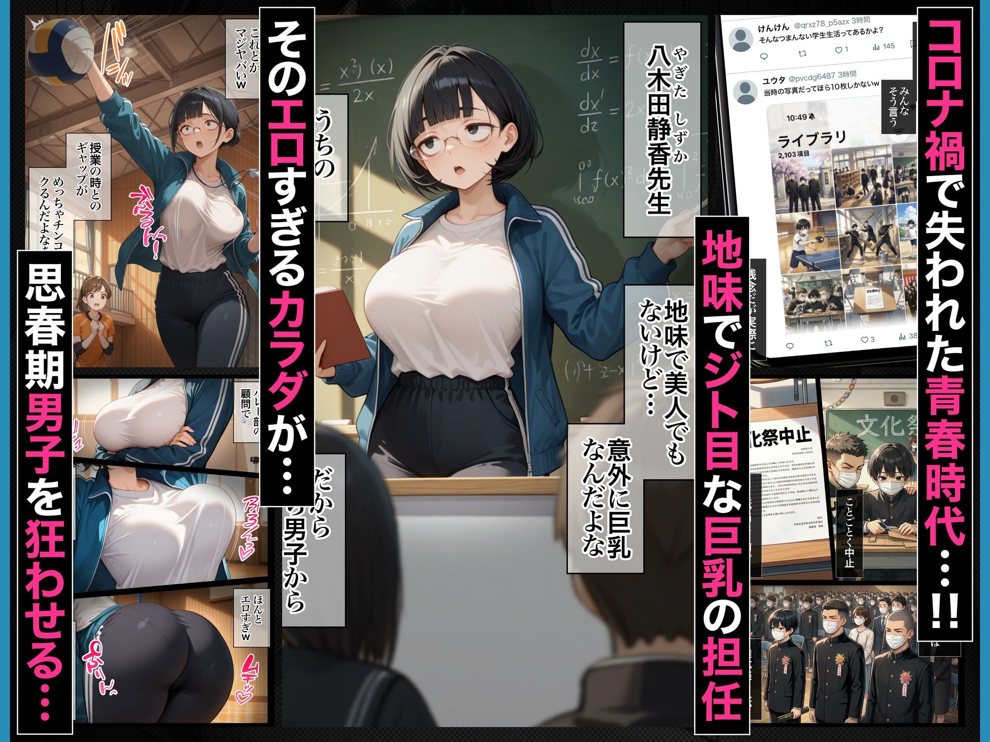 ジト目で地味な巨乳の担任を孕ませたい 担当科目:数学 バレー部顧問 独身 愛称:シズちゃん・ヤギT（30歳） - サンプル画像 4