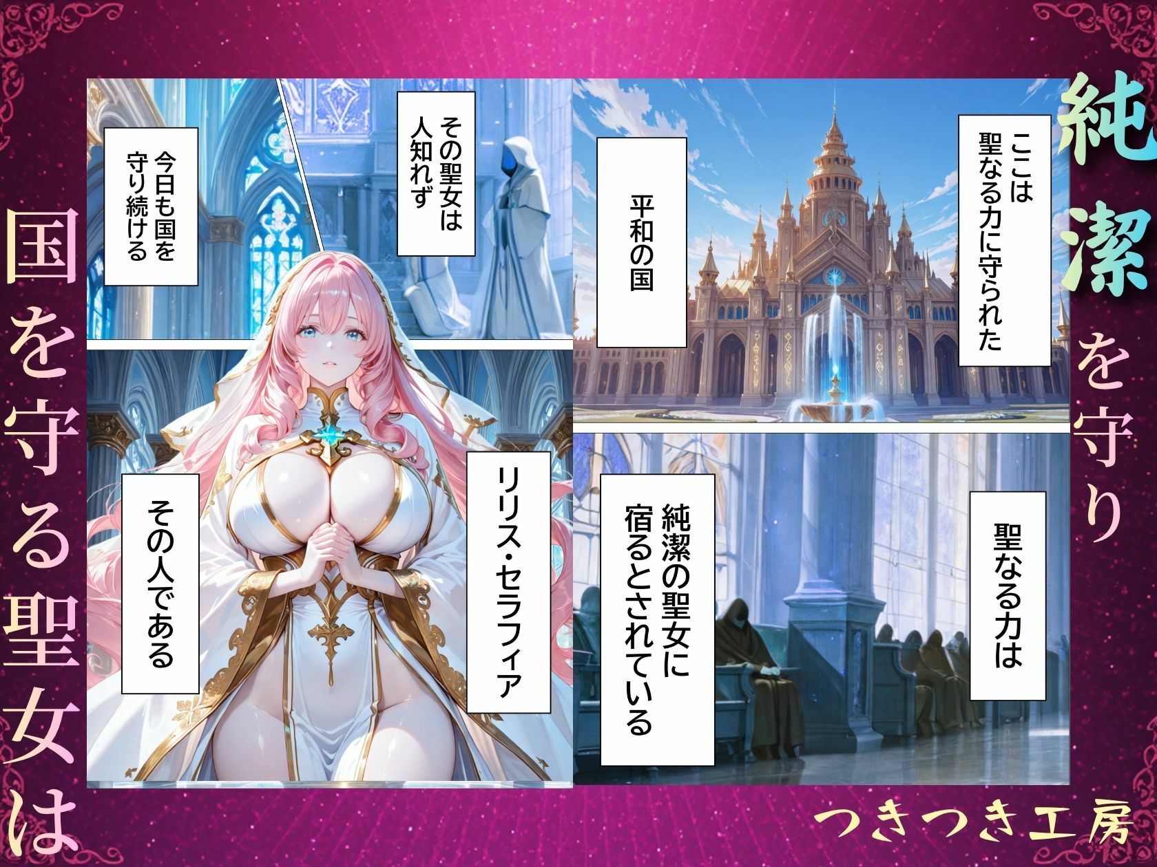 聖女の禁断オナニー〜鏡の声に誘惑され魔道具で純潔崩壊〜 - サンプル画像 1