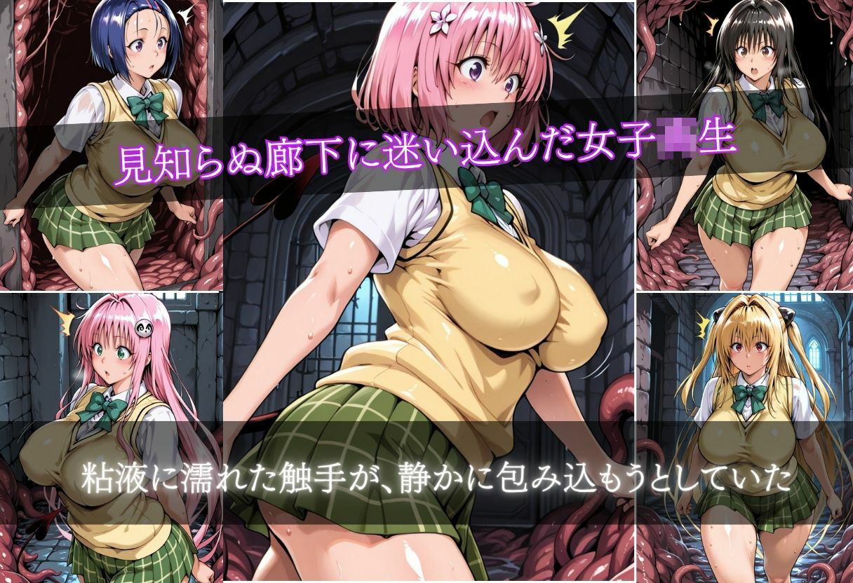 粘液まみれの触手でガチイキする巨乳女子校生 - サンプル画像 5