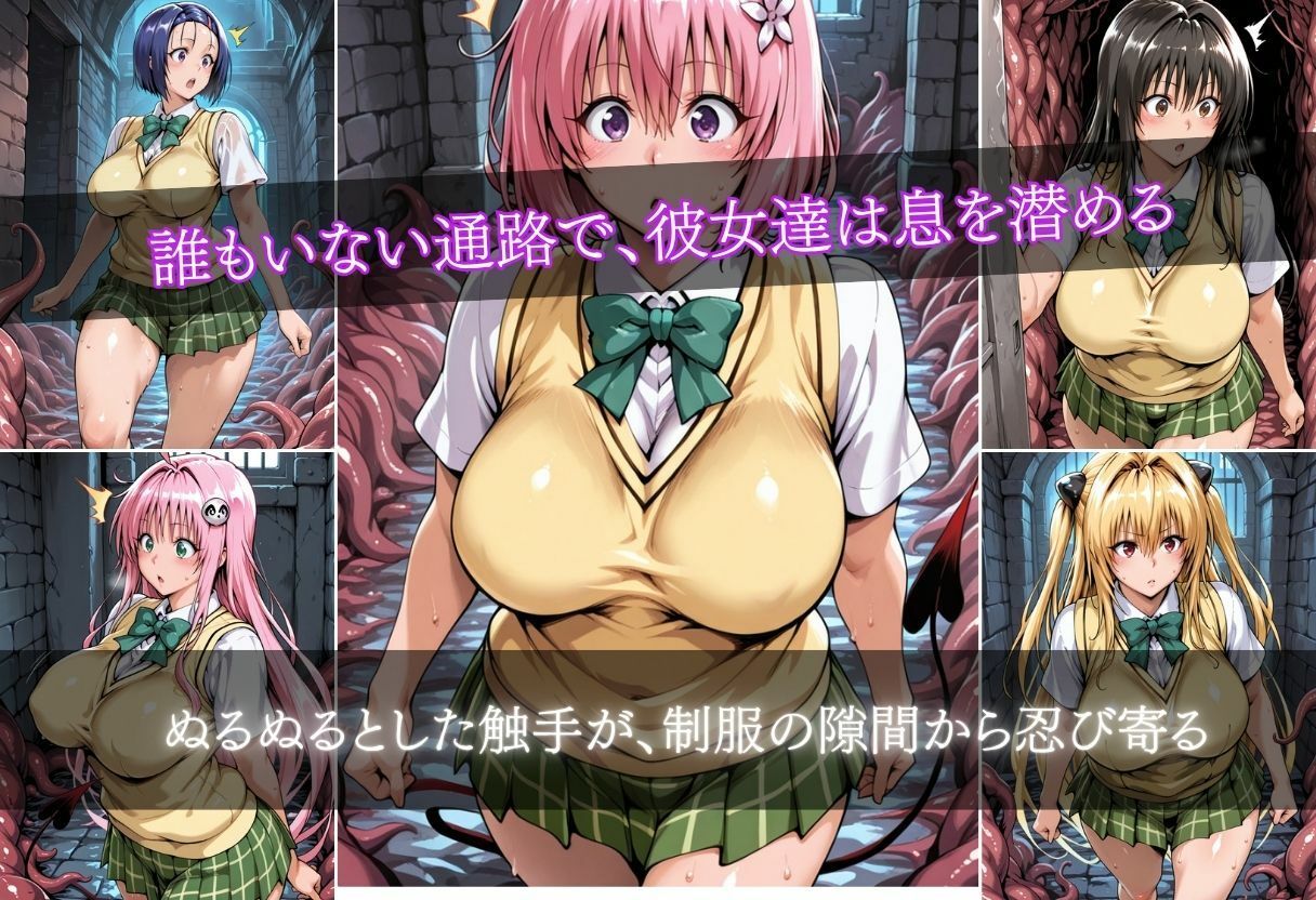 粘液まみれの触手でガチイキする巨乳女子校生 - サンプル画像 6