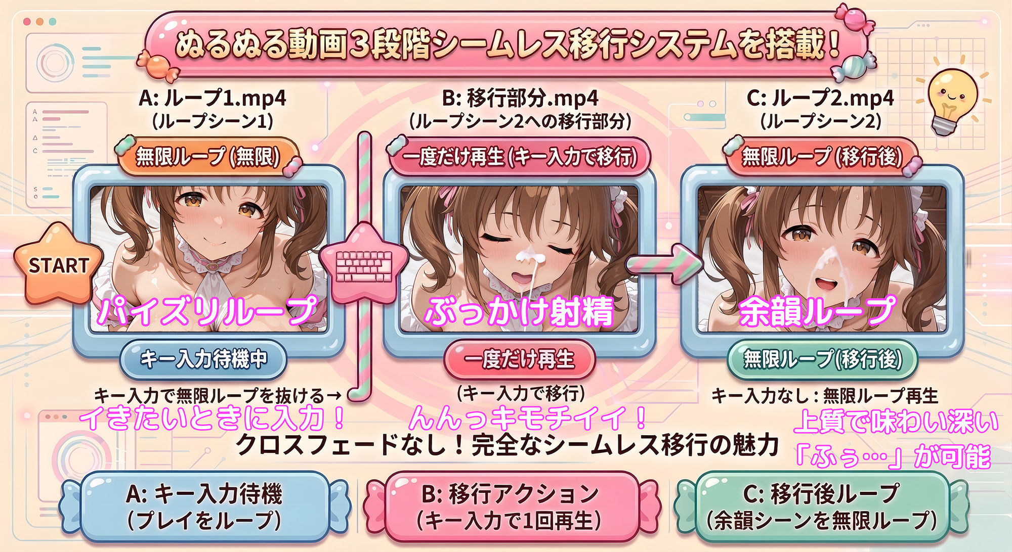 【動くパイズリぶっかけ】ぶっかけるヒトトキ 〜爆乳メイドにご奉仕パイズリしてもらい、好きなタイミングでぶっかけ顔射して、射精後の余韻シーンも60fpsぬるぬる動画で楽しめるミニゲーム〜 - サンプル画像 2