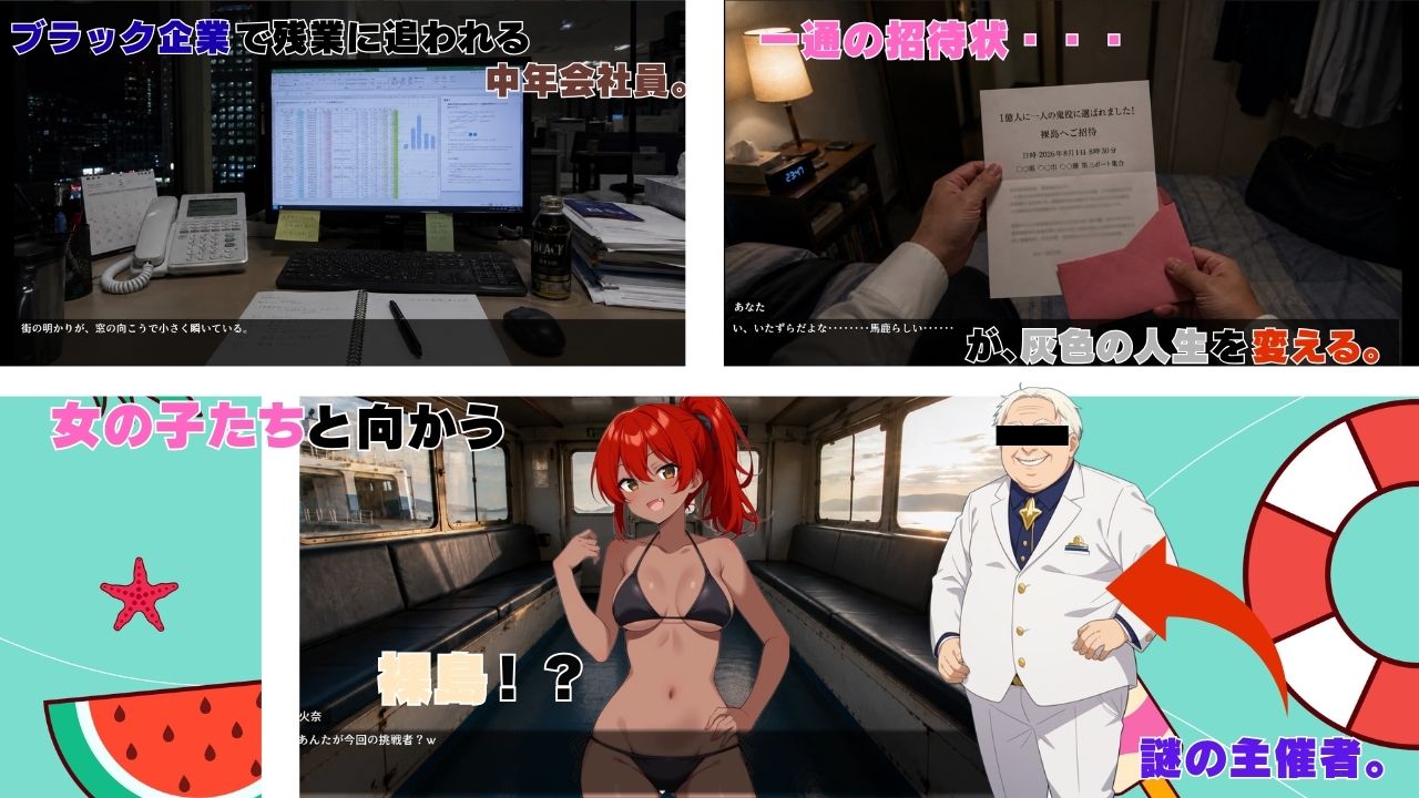 捕まったら即挿入！ 裸島かくれんぼ大会 - サンプル画像 1