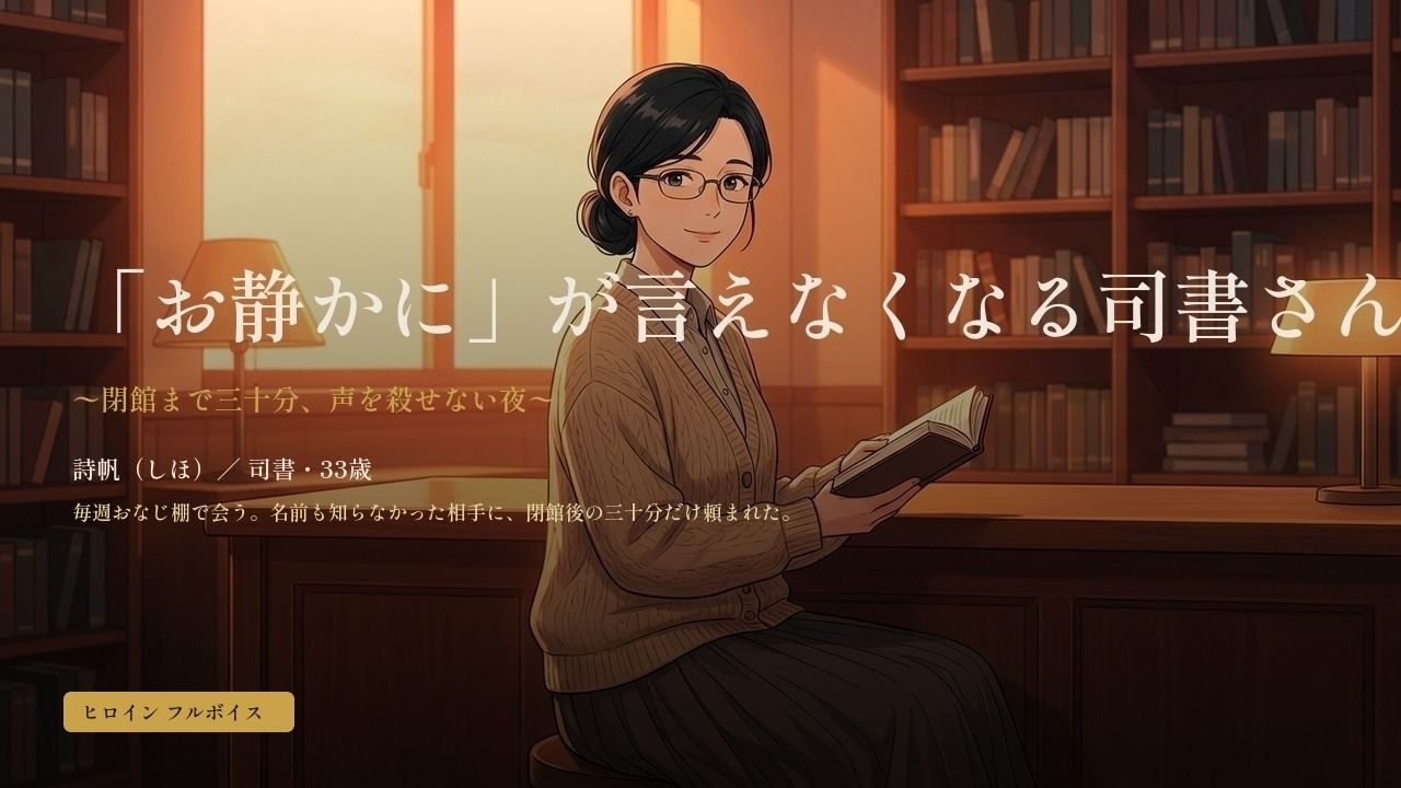 「お静かに」が言えなくなる司書さん 〜閉館まで三十分、声を殺せない夜〜 - サンプル画像 1