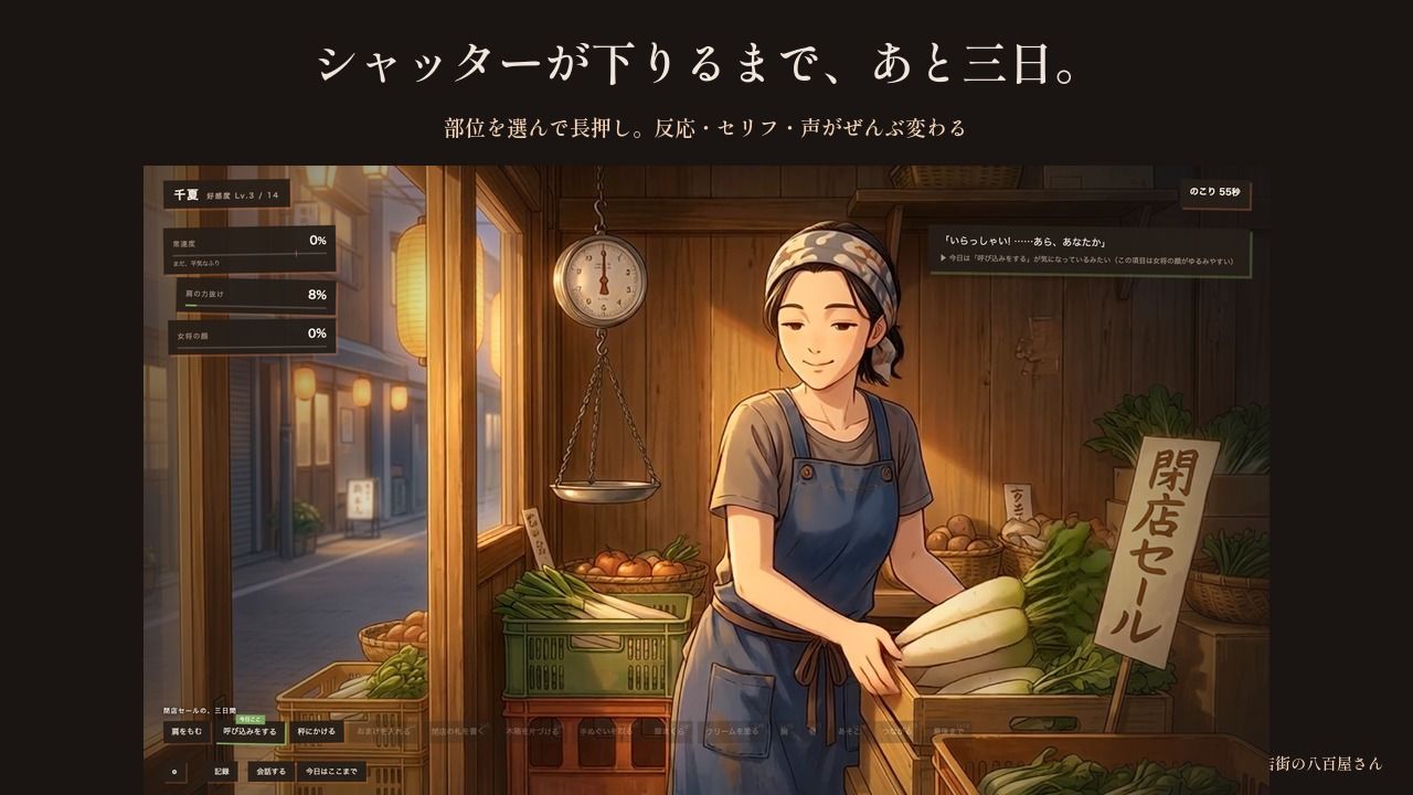 おまけをくれる商店街の八百屋の奥さん 〜閉店セールの三日間、最後の客に〜 - サンプル画像 2