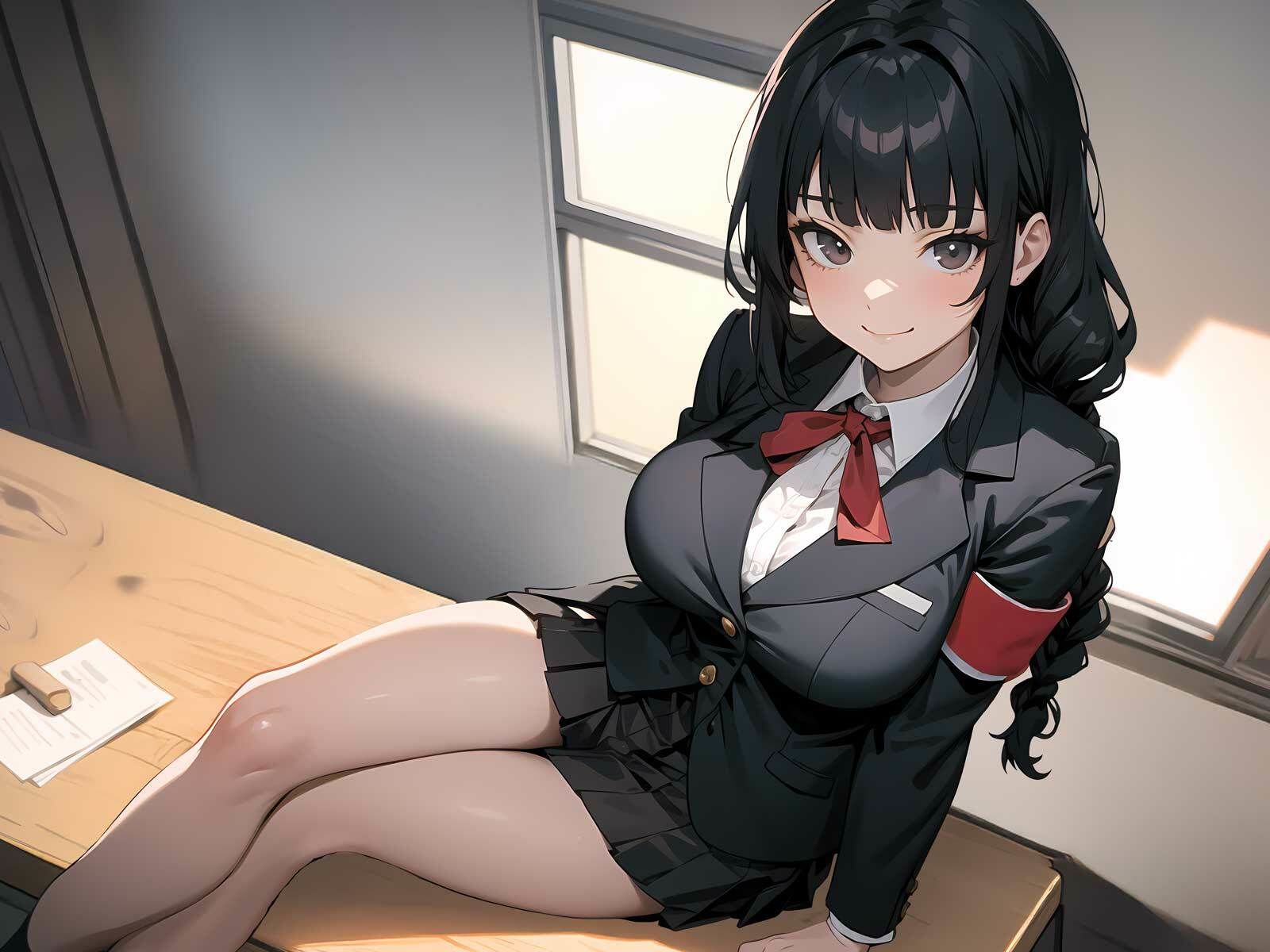放課後の教室でオナニーしていたら…イケイケ巨乳風紀委員長に見つかり強●取り絞りえっち - サンプル画像 4
