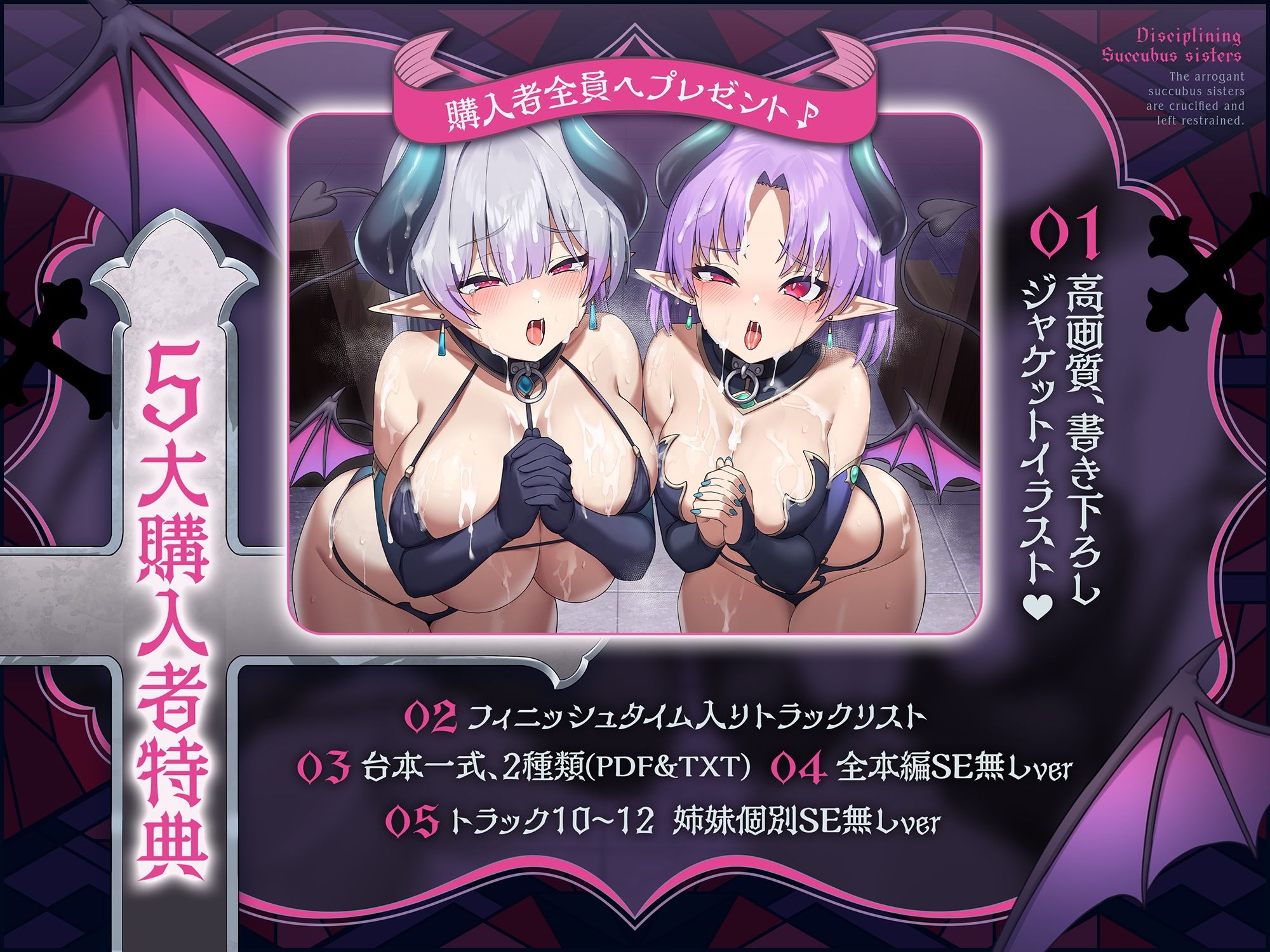 〜インモラル淫魔指導♪〜あえて精液を与えなかったら、割とすぐに堕ちたプライドMAXの凶悪サキュバス姉妹への分からせ拘束放置＆服従淫紋契約♪ - サンプル画像 1