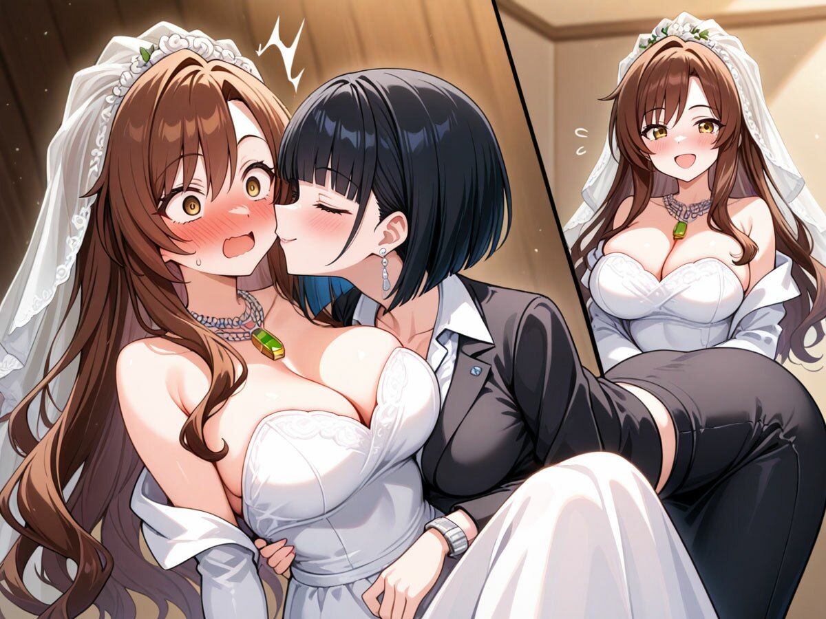 【NTR 百合】純白の花嫁を美人ウェディングプランナーに寝取られた…「本当の女の喜びを教えてあげる（はーと）」 - サンプル画像 3