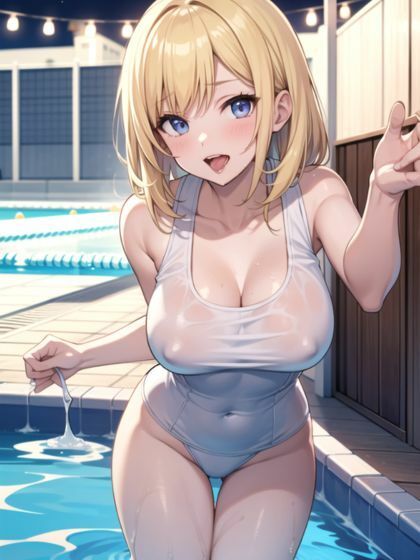 巨乳ビッチギャルの水泳教室 - サンプル画像 1