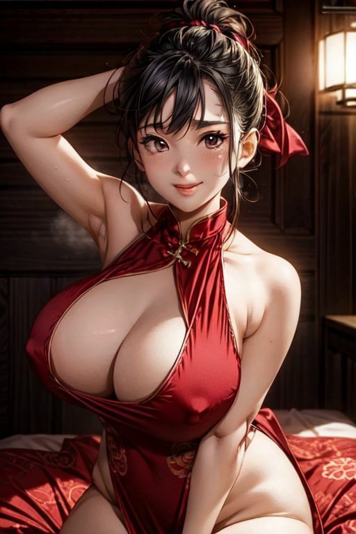 爆乳AIセクシーチャイナドレス1 - サンプル画像 1