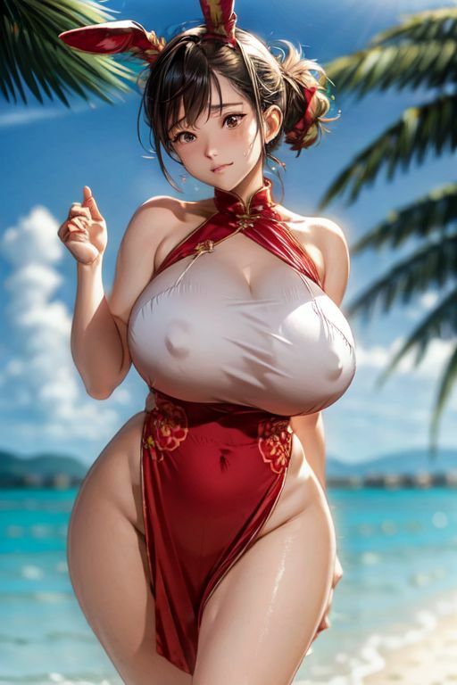 爆乳AIセクシーチャイナドレス1 - サンプル画像 9