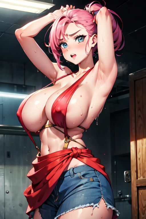 爆乳AI裸サスペンダー1 - サンプル画像 1