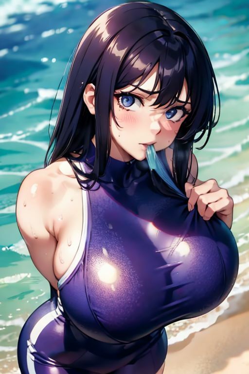 爆乳AIぱっつり水着1 - サンプル画像 3