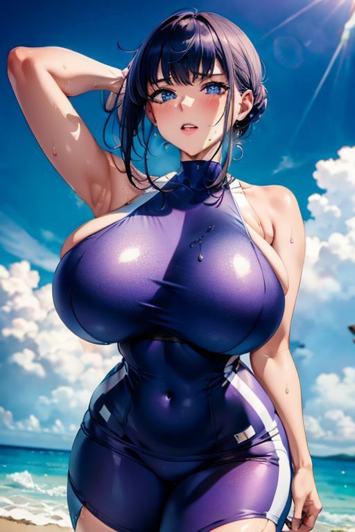 爆乳AIぱっつり水着1 - サンプル画像 7