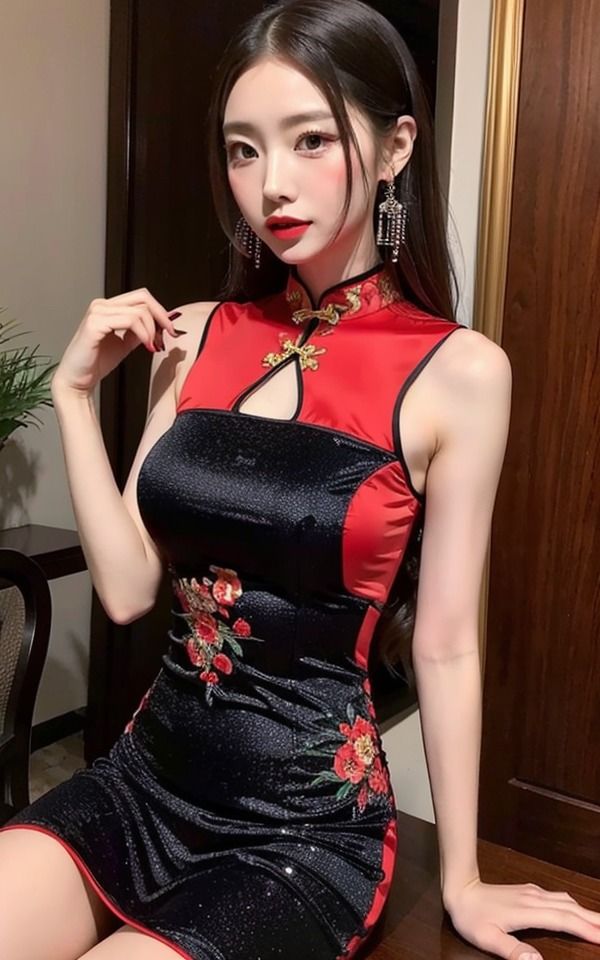 美人のお姉さんがチャイナ服を着た - サンプル画像 3