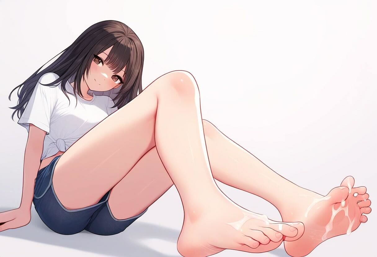 膨らみかけJ〇1の足裏にぶっかけ〜ういのパンツ見ながら早くシコってよ〜 - サンプル画像 3