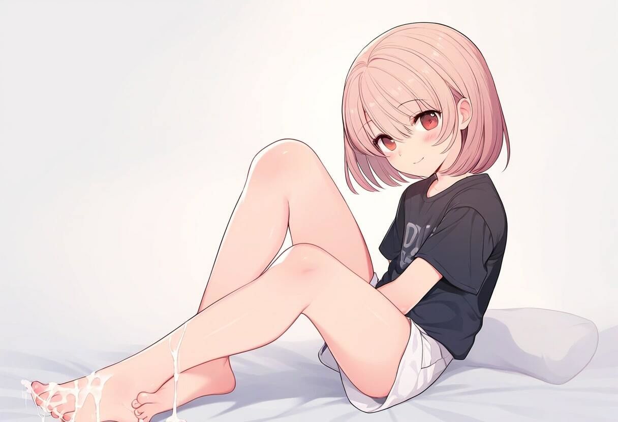 膨らみかけJ〇1の足裏にぶっかけ〜ういのパンツ見ながら早くシコってよ〜 - サンプル画像 7