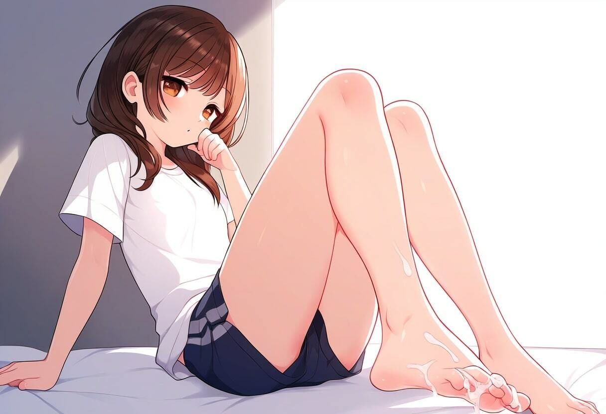膨らみかけJ〇1の足裏にぶっかけ〜ういのパンツ見ながら早くシコってよ〜 - サンプル画像 8