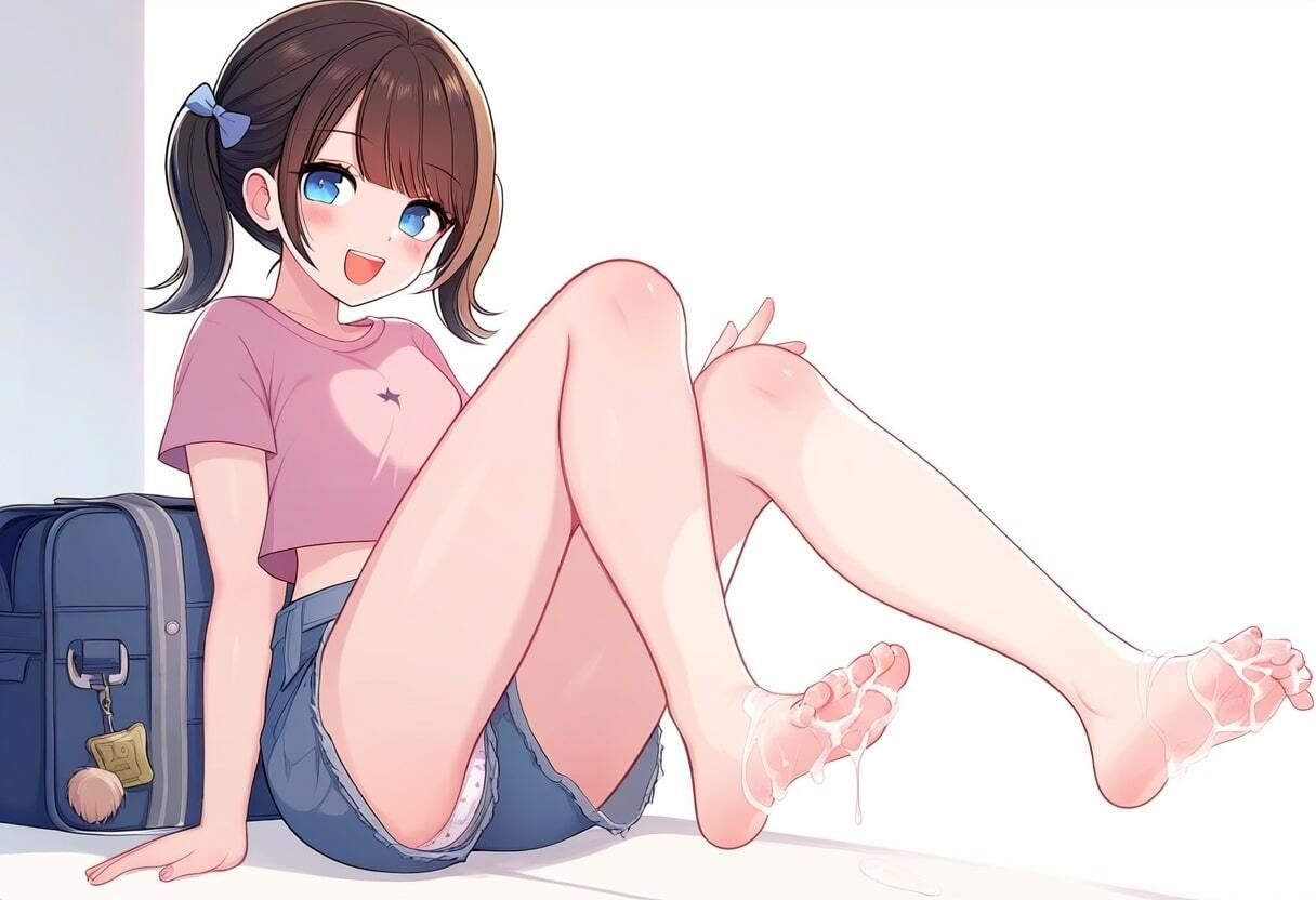 膨らみかけJ〇1の足裏にぶっかけ〜ういのパンツ見ながら早くシコってよ〜 - サンプル画像 10