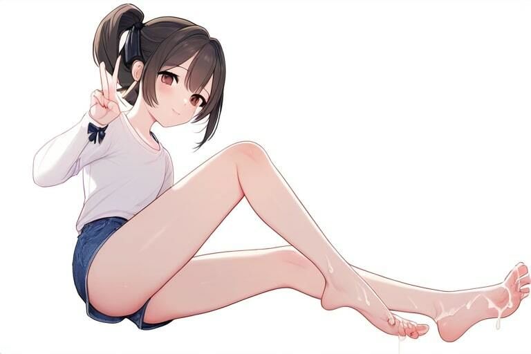 ホットパンツの足コキ彼女〜ちょっぴりSな後輩〜 - サンプル画像 1