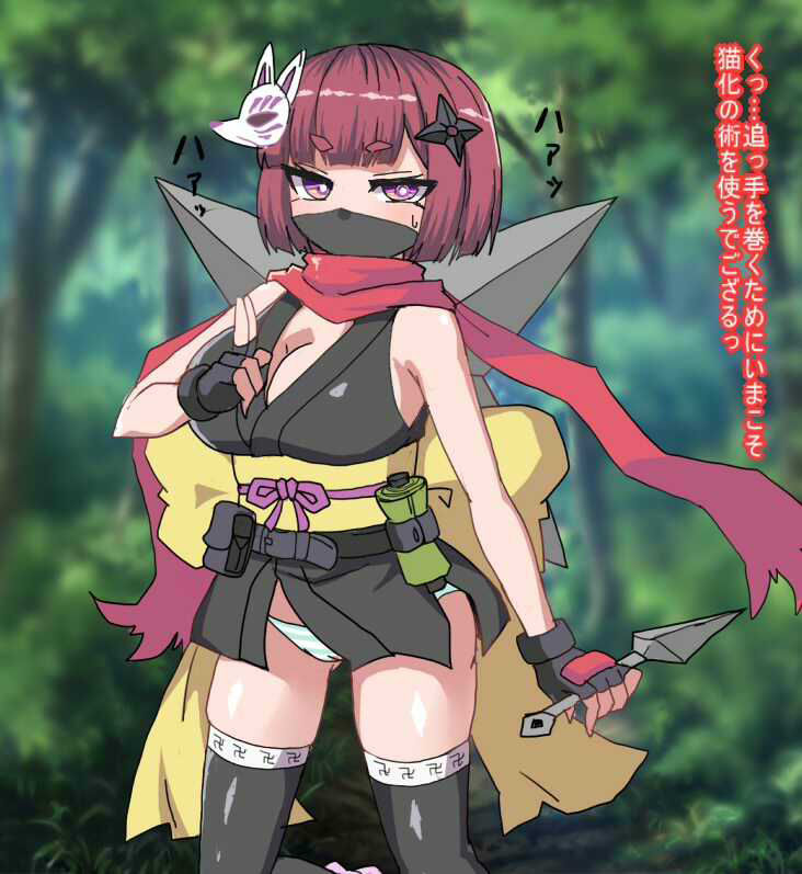 猫化の術失敗して発情期に入ってた猫忍者がオスのフェロモンに抗えずにパコパコしちゃう - サンプル画像 2