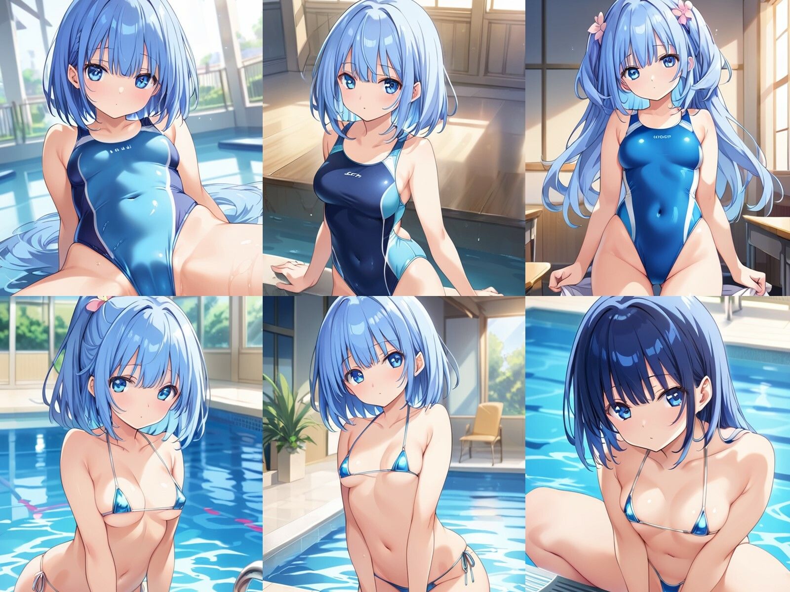 水泳部の青髪少女が中出しセックスで孕みボテ腹になるまで - サンプル画像 1