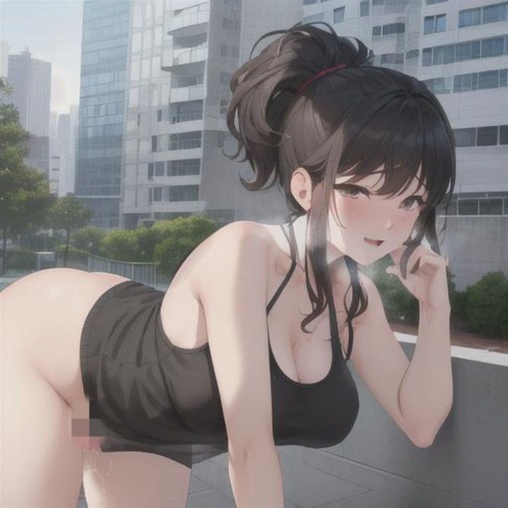 黒髪タンクトップちゃんのどこでも露出！！ - サンプル画像 2