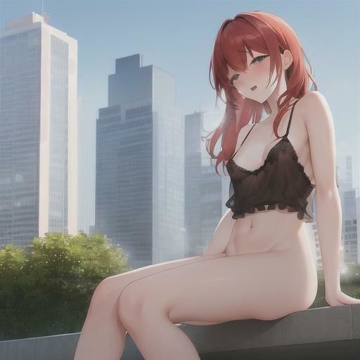 赤髪キャミソールちゃんのどこでも露出！！ - サンプル画像 5